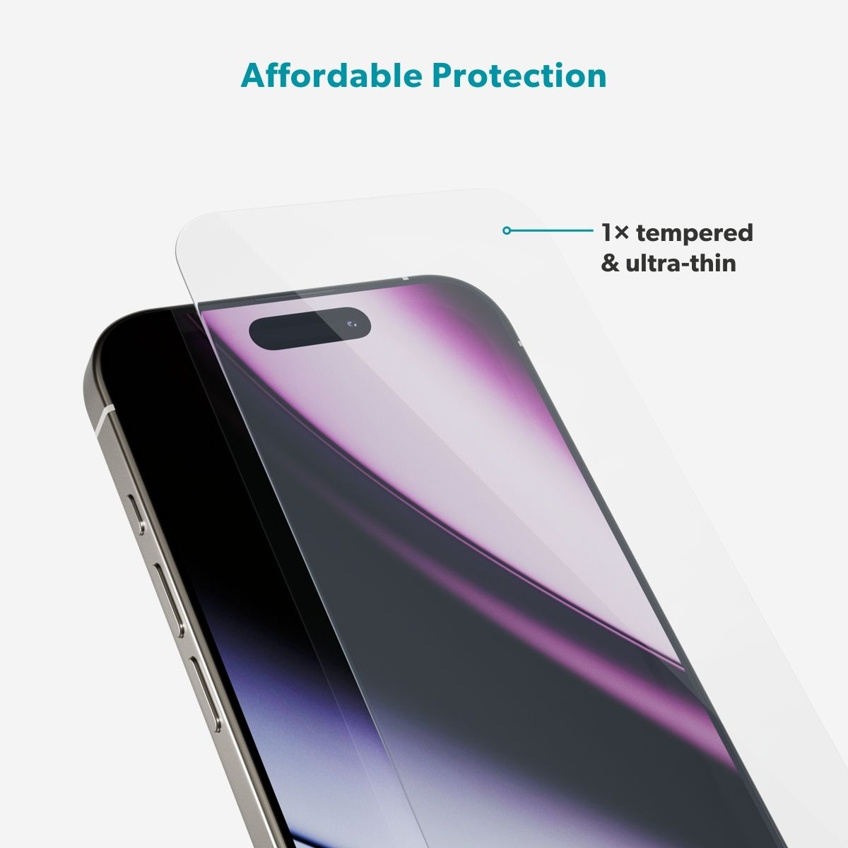 Epico Glass Protector iPhone 14 Pro/15/16 Standard Fit with One-Step Dust-Free Applicator