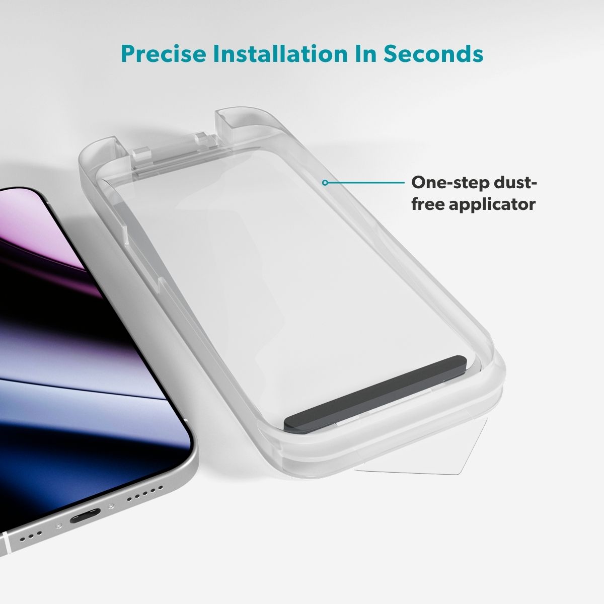 Epico Glass Protector iPhone 14 Pro/15/16 Standard Fit with One-Step Dust-Free Applicator