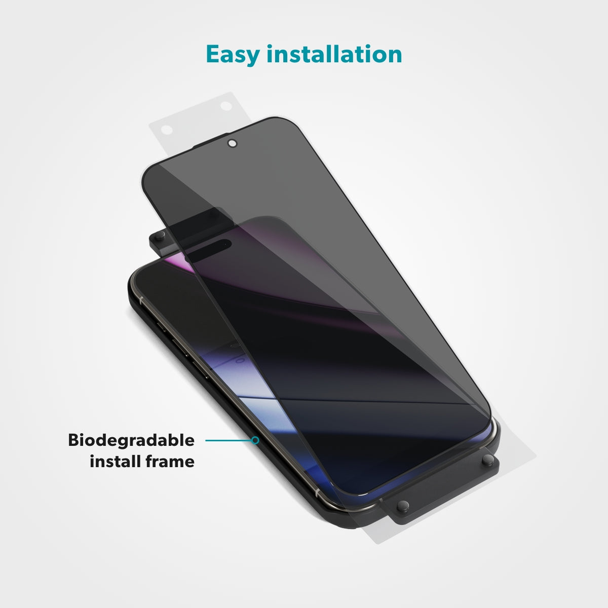 Epico Privacy Glass 3D for iPhone 14 Pro/15/16 – with Install Frame