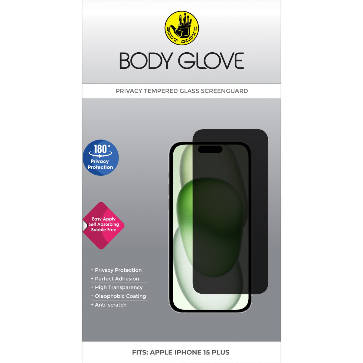 Body Glove iPhone 15 Plus Privacy Tempered Glass