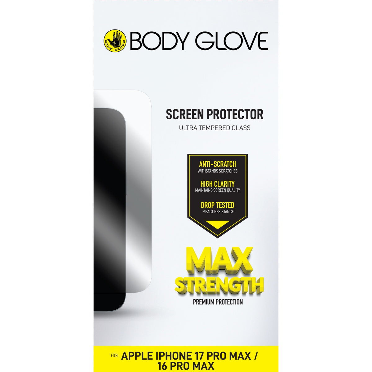 Body Glove iPhone 18 Pro Max/17 Pro Max/16 Pro Max Ultra Tempered Glass Clear